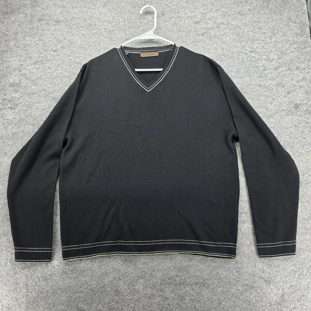 Gruppo Italiano Sweater Mens Large V Neck Merino Wool Blend Made Italy Pullover